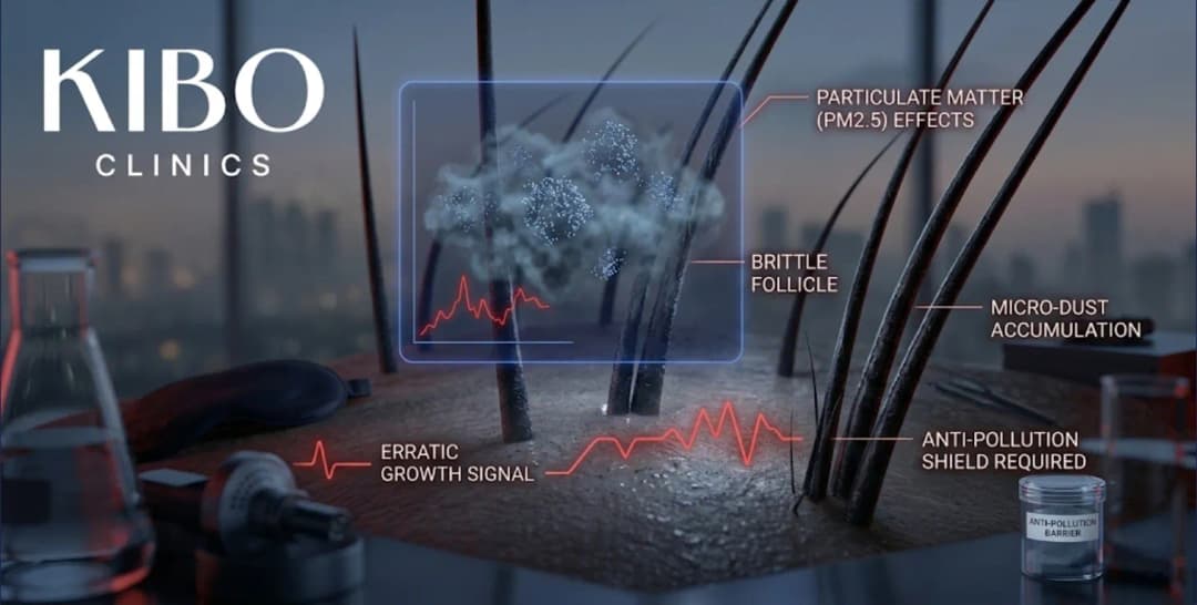 Mumbai air pollution hair damage showing particulate matter effects scalp protection strategies and environmental stress management