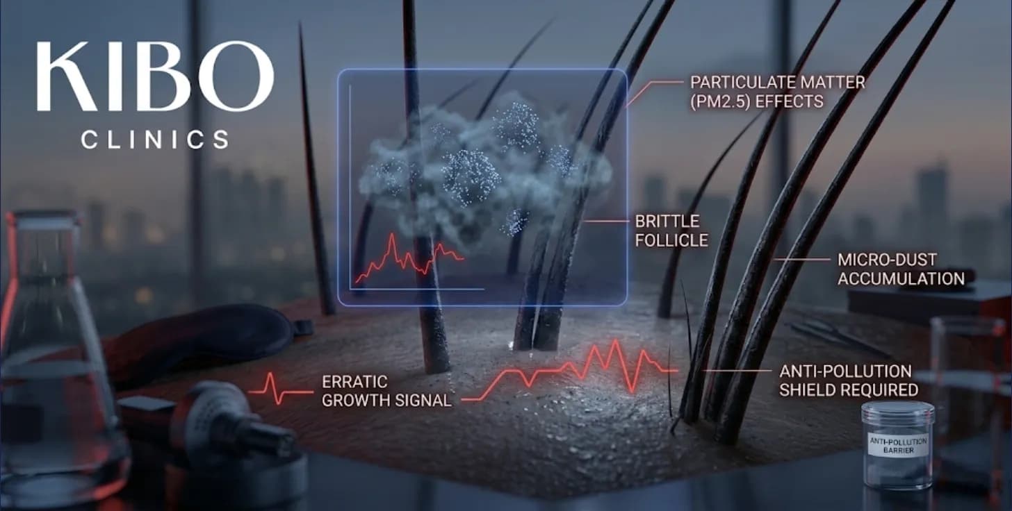 Mumbai air pollution hair damage showing particulate matter effects scalp protection strategies and environmental stress management