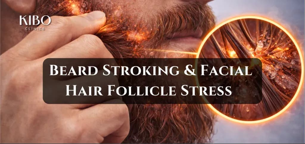 Beard stroking habit causing facial hair follicle stress