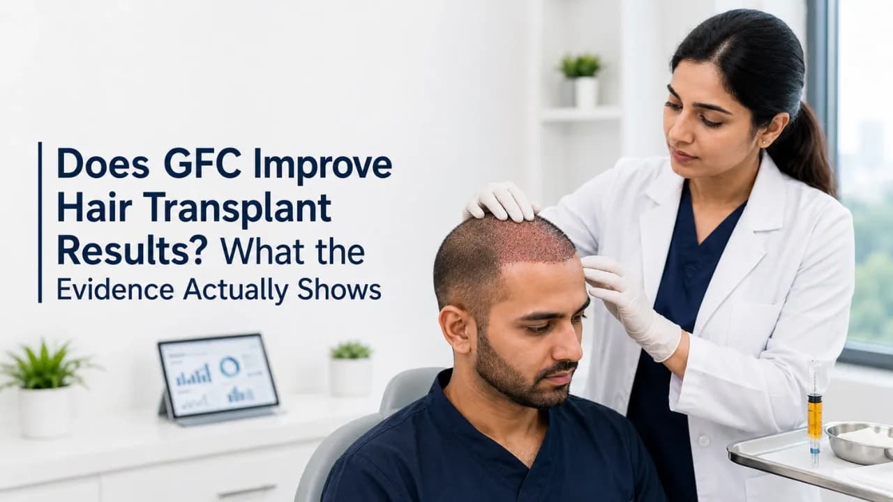 GFC after hair transplant showing growth factor support, graft healing and evidence-based result assessment