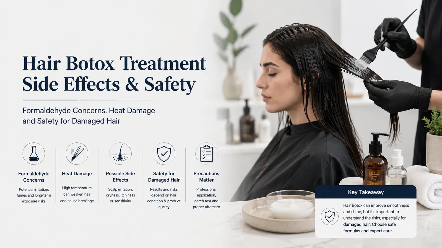 Hair Botox treatment side effects, formaldehyde concerns, heat damage and safety for damaged hair