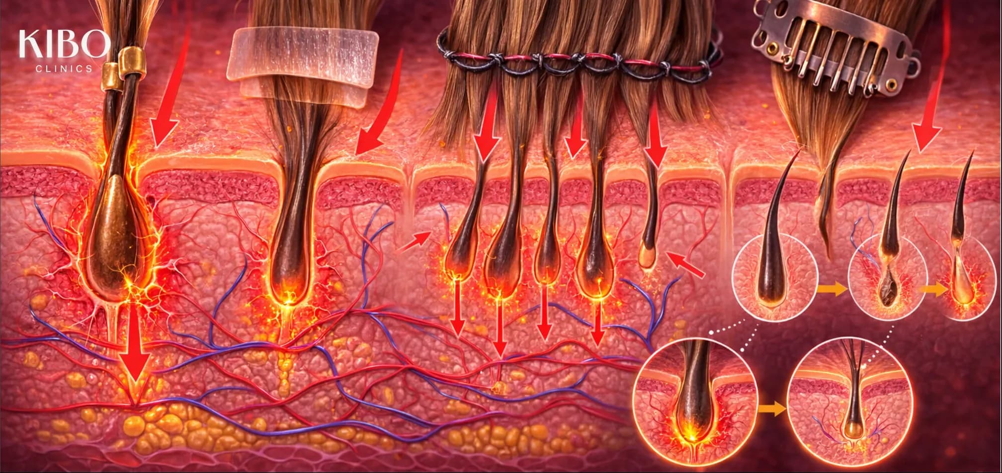 Hair extensions causing traction alopecia and scalp damage