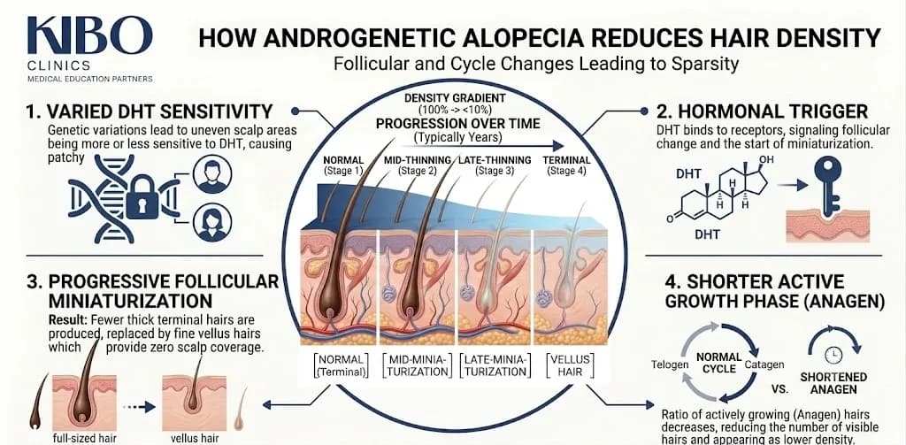 How Androgenetic Alopecia Slowly Reduces Hair Density