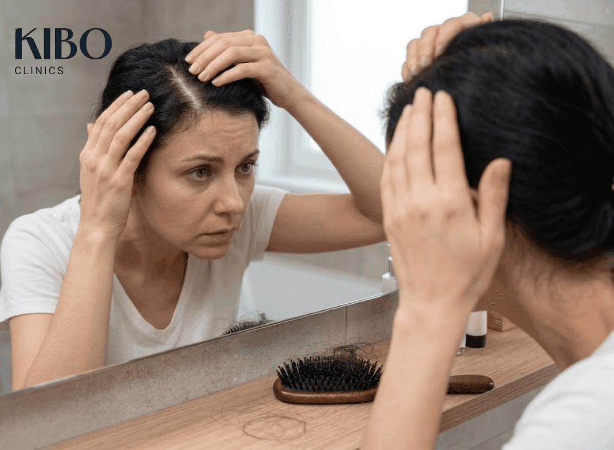 Clinics blog image for hair recovery after telogen effluvium showing the recovery timeline from shedding to regrowth.