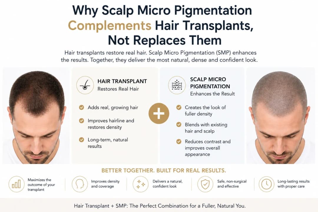 Scalp micropigmentation combined with hair transplant results