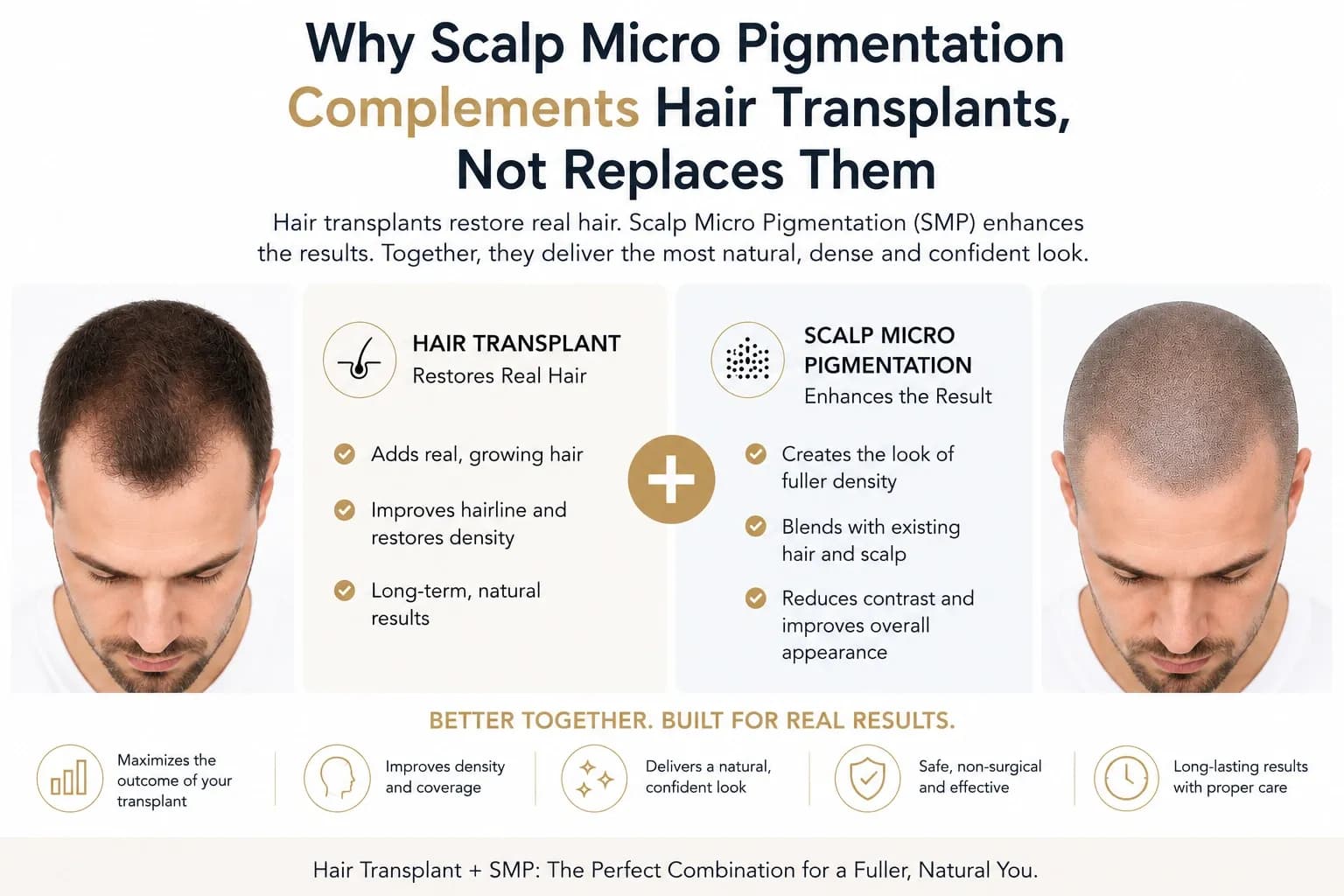 Scalp micropigmentation combined with hair transplant results