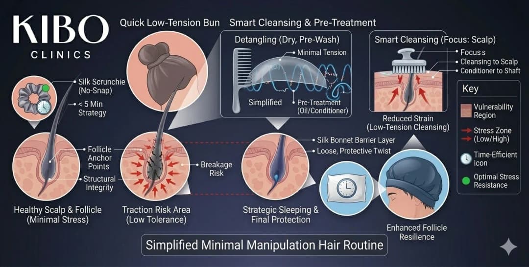 low stress hair care routine