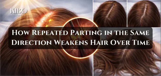 Repeated hair parting causing scalp stress and thinning