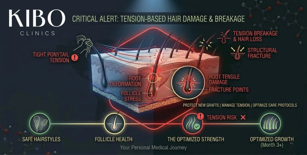 Tight hairstyles causing tension based hair damage and breakage