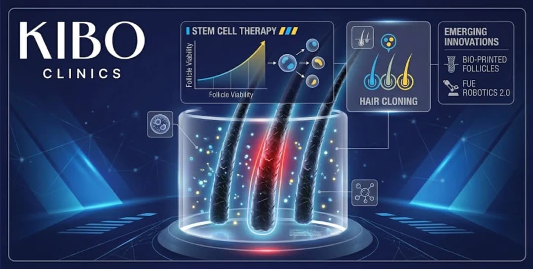 Future hair restoration showing stem cell therapy hair cloning technology and emerging treatment innovations