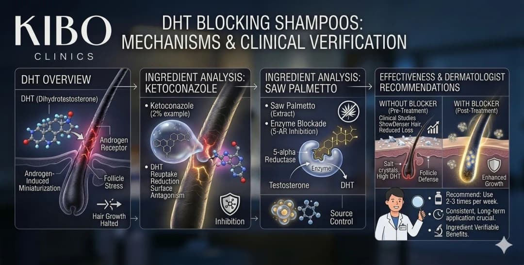 DHT blocking shampoos showing ingredient analysis ketoconazole saw palmetto effectiveness and dermatologist recommendations
