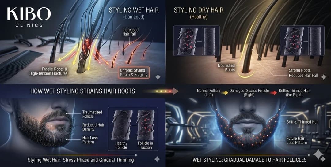 Wet hair styling