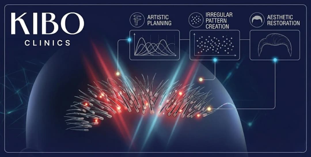 Natural hairline design showing artistic planning irregular pattern creation and aesthetic restoration principles