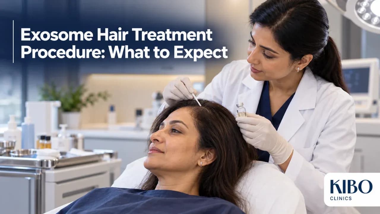 Clinician preparing a patient’s scalp for an exosome hair treatment procedure